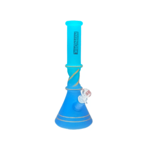 HYPNOTIK 10 INCH COLOR CRAZE NEON SPIRAL BONG, LIGHT BLUE DARK BLUE