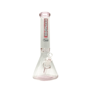 HYPNOTIK 14 INCH 7 MM BONG WITH WITH MATCHING MOUTH PIECE, BASE, AND ICE CATCHER, PINK