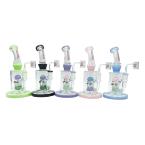 HYPNOTIK 8 INCH FIELD OF MUSHROOMS RIG WITH BANGER, BLACK